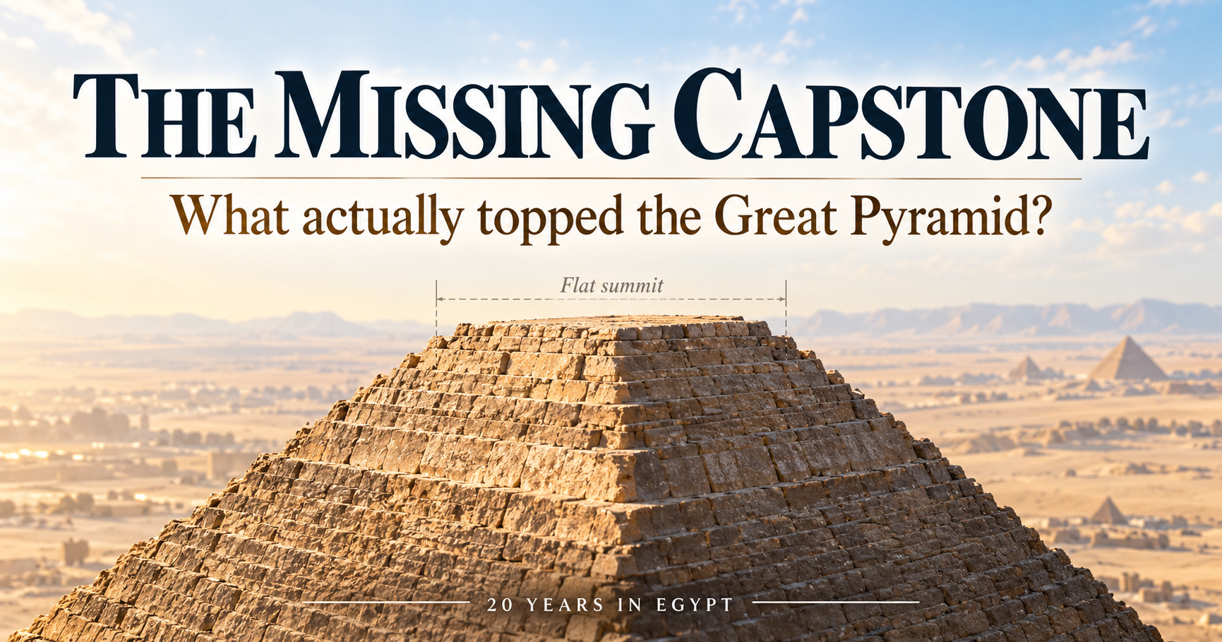 The Great Pyramid Summit Mystery — pyramidion, platform, or lost apex? Twenty Years in Egypt.